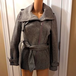 Ted Baker Gray Wool-Blend Belted Jacket